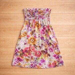 J. Crew Multicolor Floral Strapless Dress